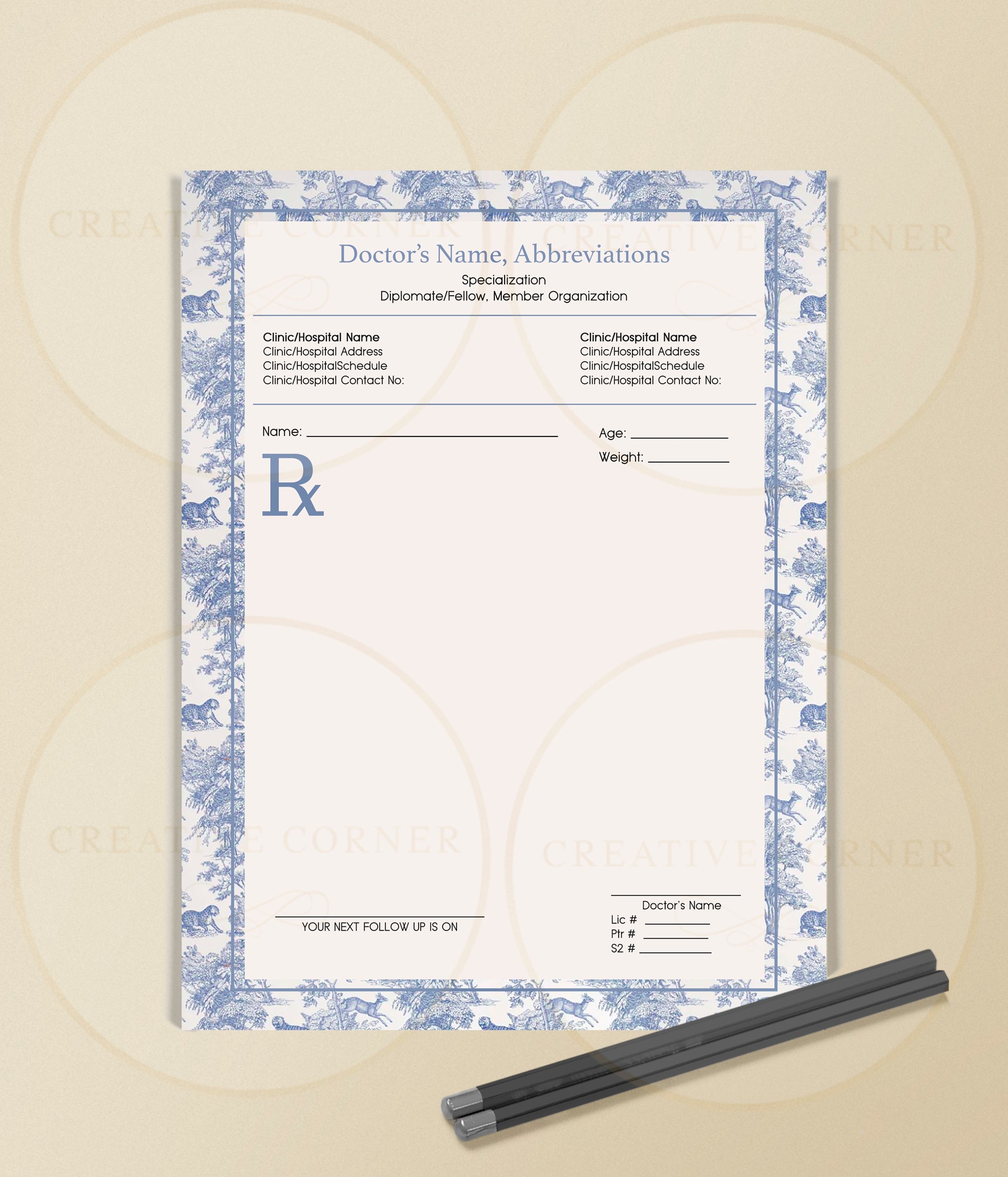 Personalized RX Pads RX-001 Creative Corner PH