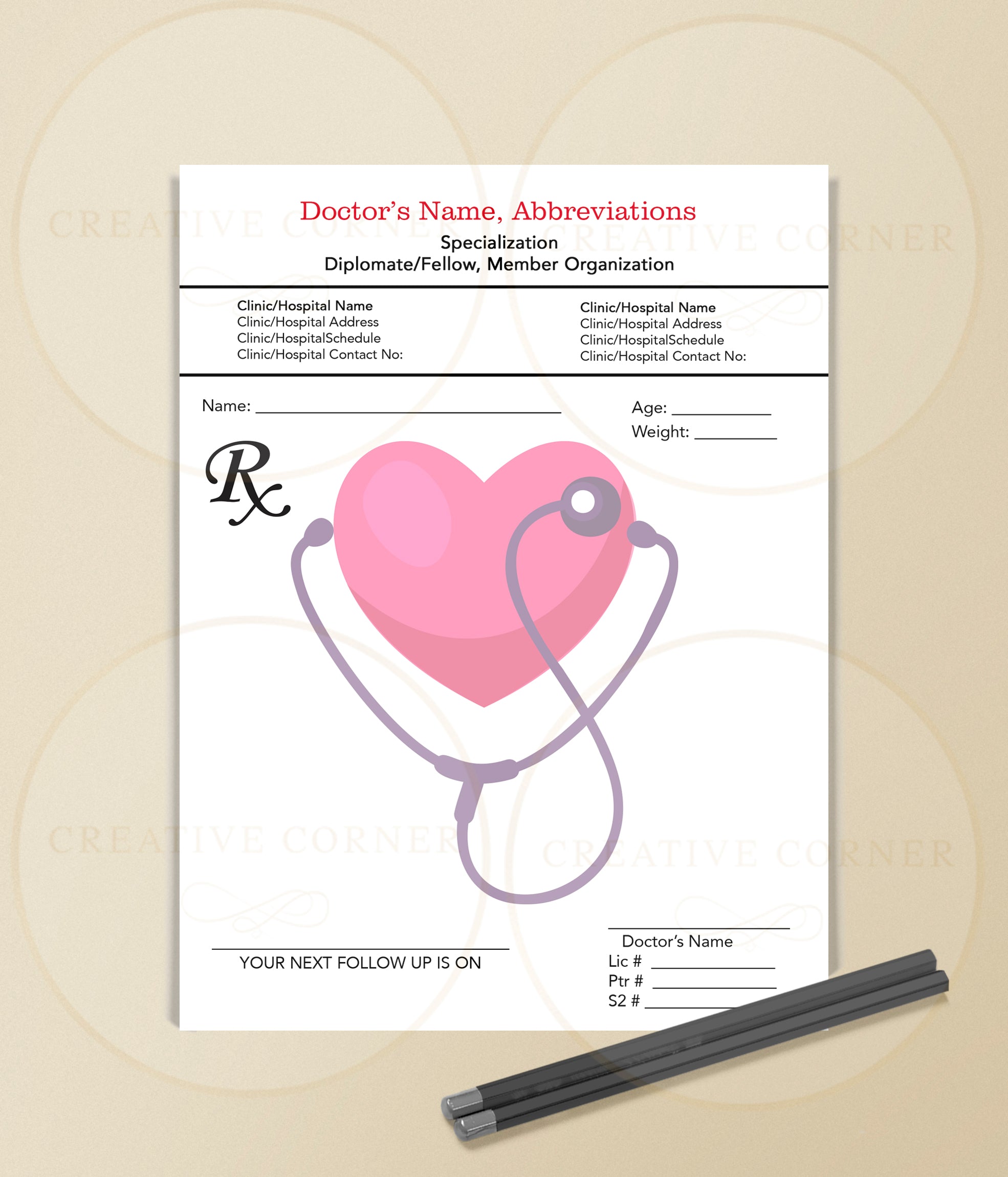 Personalized RX Pads RX-011 Creative Corner PH