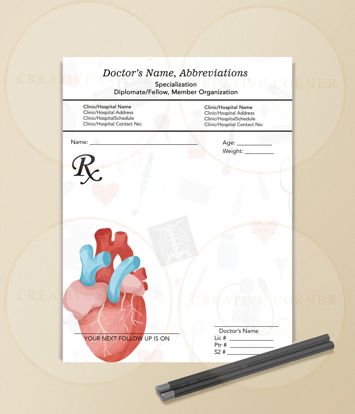 Personalized RX Pads RX-022 Creative Corner PH