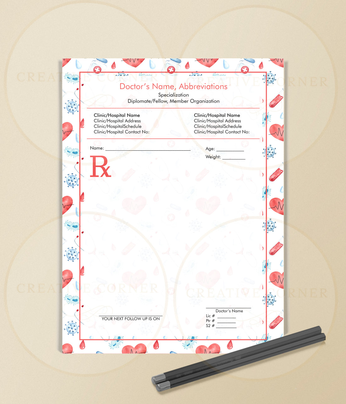 Personalized RX Pads RX-039 Creative Corner PH